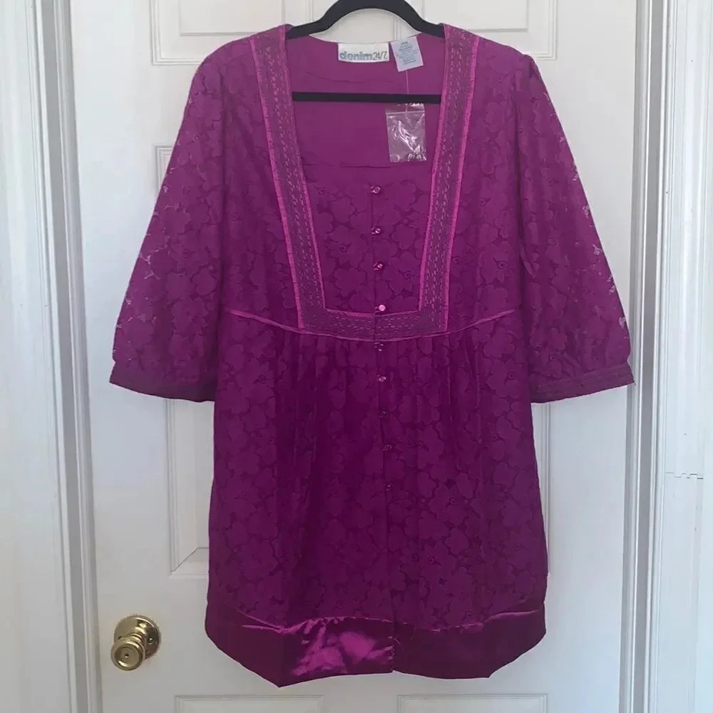Denim 24/7 Purple Tunic Top Size 14